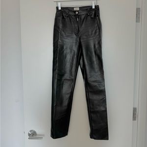 Aritzia Wilfred Melina Vegan Faux Leather High Waist Straight Leg Ankle Pants